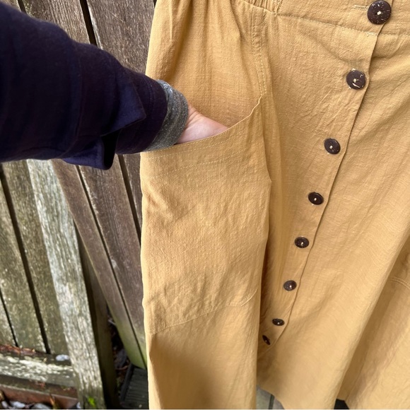 Easel Crinkle Cotton Full Button Down Skirt With Pockets NWOT Sz S - Picture 4 of 11